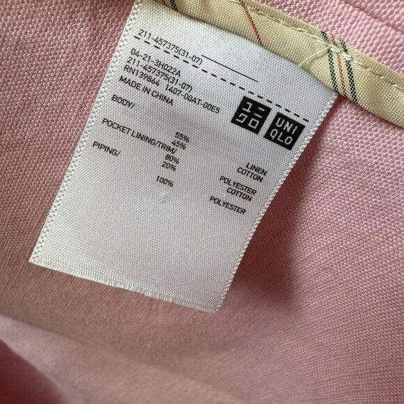 Ines de la Fressange Uniqlo Pink Blazer Size Large Linen Cotton Womens Jacket - Picture 8 of 8